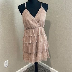 Pink sparkly short ruffled dress